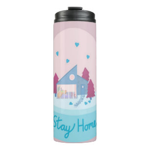 Stay Home Snow Globe Hearts Thermal Tumbler