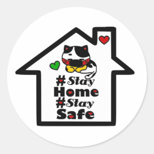 🏠😷Stay Home Stay Safe Motivational Covid19 Quote Classic Round Sticker