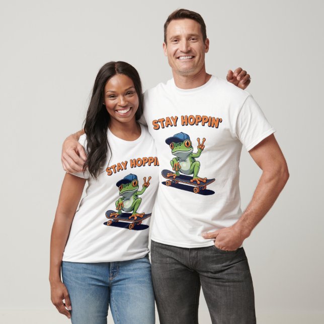 Stay Hoppin' Cool Skater Frog Design T-Shirt (Unisex)