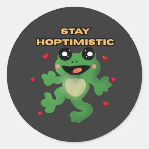 Stay Hoptimistic Cute Frog Pun Funny Frog Lover Gi Classic Round Sticker