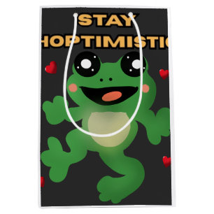 Stay Hoptimistic Cute Frog Pun Funny Frog Lover Gi Medium Gift Bag