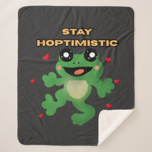 Stay Hoptimistic Cute Frog Pun Funny Frog Lover Gi Sherpa Blanket