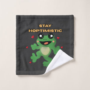 Stay Hoptimistic Cute Frog Pun Funny Frog Lover Gi Wash Cloth
