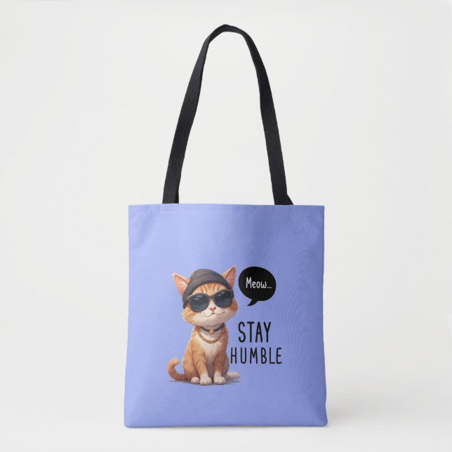 Stay Humble Cute And Adorable cat Tote (Front)