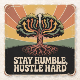 Stay Humble, Hustle Hard Paper Coaster
