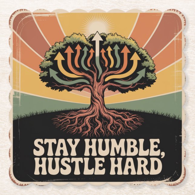 Stay Humble, Hustle Hard Paper Coaster (Front)
