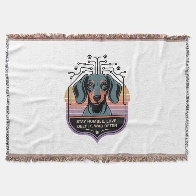 Stay Humble, Love Deeply, Wag Often Throw Blanket (Front)