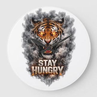 Stay Hungry Tiger Motivation Design Large Clock