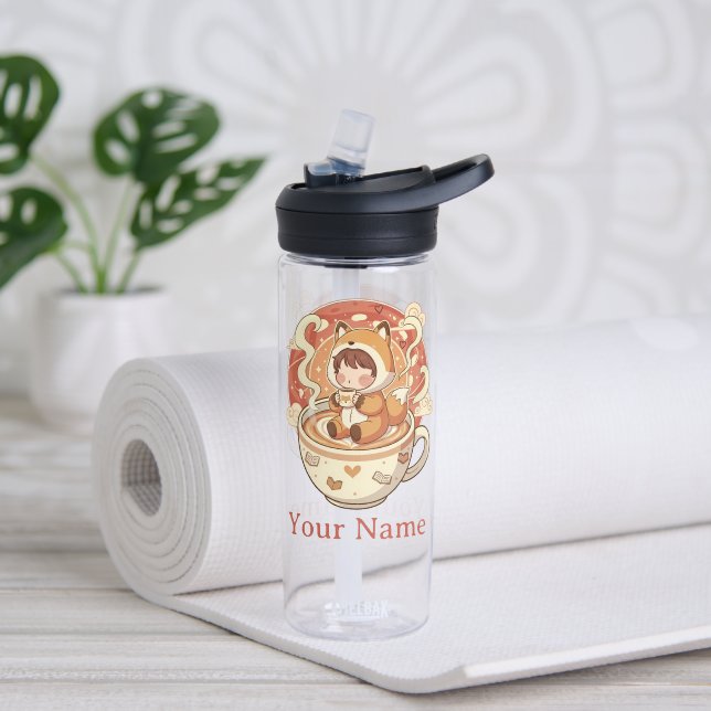 Stay Hydrated Fox's Cozy Read Water Bottle (Yoga (Rotated))