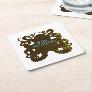 Stay Hydrated Square Paper Coaster