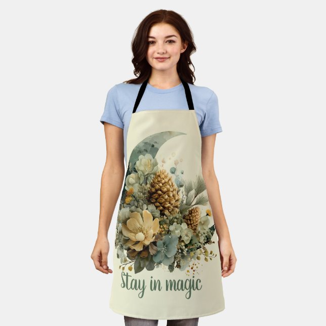 Stay in Magic Winter Moon Design Apron (Worn)