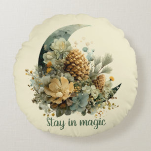 Stay in Magic Winter Moon Design Round Cushion