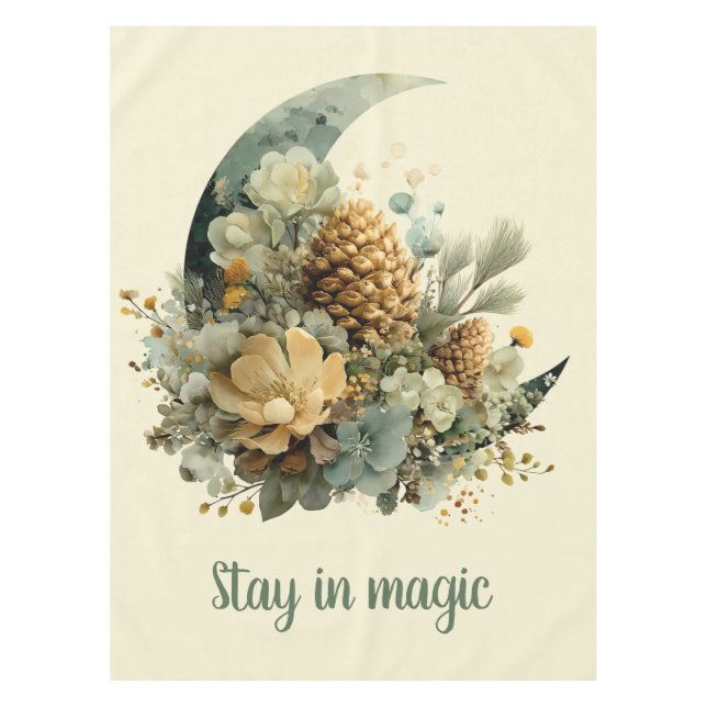 Stay in Magic Winter Moon Design Tablecloth (Front)