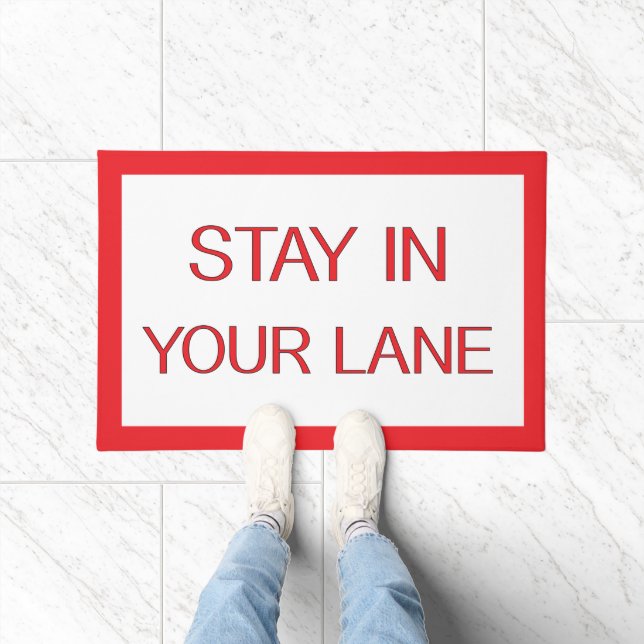 Stay in Your Lane Funny Traffic Road Sign  Doormat (Indoor)