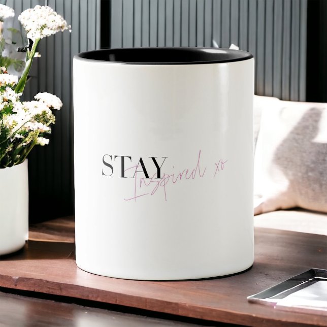 Stay Inspired Inspirational Positive Message Two-Tone Coffee Mug (Creator Uploaded)