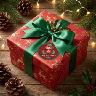 Stay Jolly Be Elfie Christmas Elf Personalized Classic Round Sticker