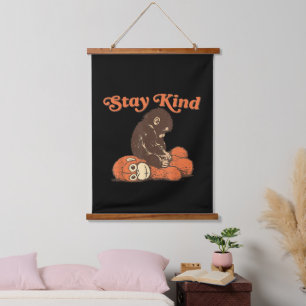Stay Kind Baby Monkey Punch Plush CuteFunny animal Hanging Tapestry
