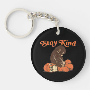Stay Kind Baby Monkey Punch Plush CuteFunny animal Key Ring