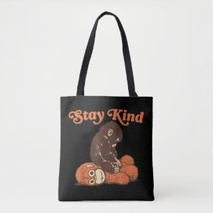 Stay Kind Baby Monkey Punch Plush CuteFunny animal Tote Bag