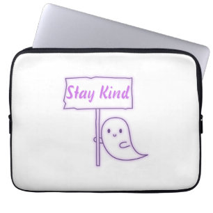 Stay Kind Friendly Ghost Laptop Sleeve