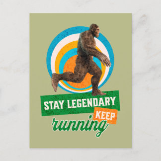 Stay Legendary, Keep Running Funny Bigfoot Holiday Postcard