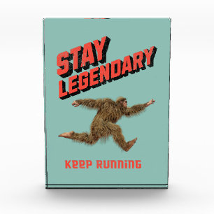 Stay Legendary, Keep Running Funny Bigfoot Photo Block