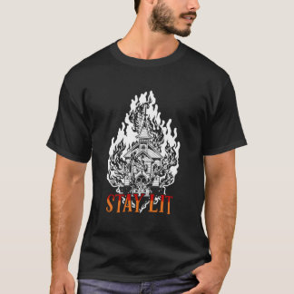 Stay Lit Occult Burning Church Satanic Gothic Paga T-Shirt
