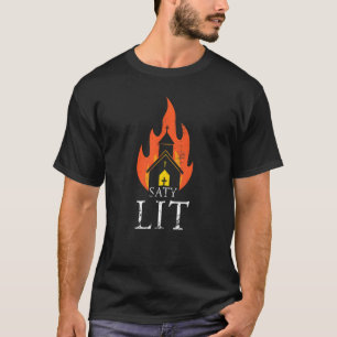 Stay Lit Occult Burning Curch Unholy Antichrist H T-Shirt