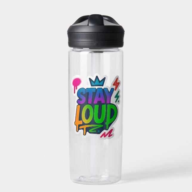 Stay Loud Graffiti Neon Artwork Water Bottle (Front)