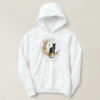 Stay Magical Black Cat Moon Celestial Witchy Hoodie