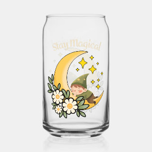 Stay Magical Gnome on Crescent Moon  Can Glass