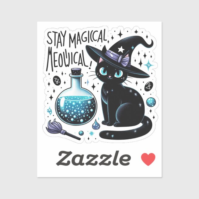 Stay Magical Meowgical Witch Black Cat Cute Vinyl  (Sheet)