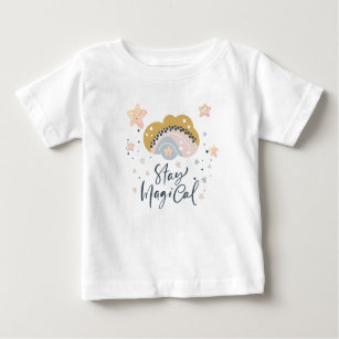 Stay Magical Watercolor Cloud Hearts Stars Baby T-Shirt