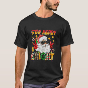 Stay Merry And Bright Santa Claus Leopard Buffalo  T-Shirt
