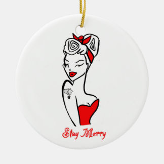 Stay merry ceramic ornament
