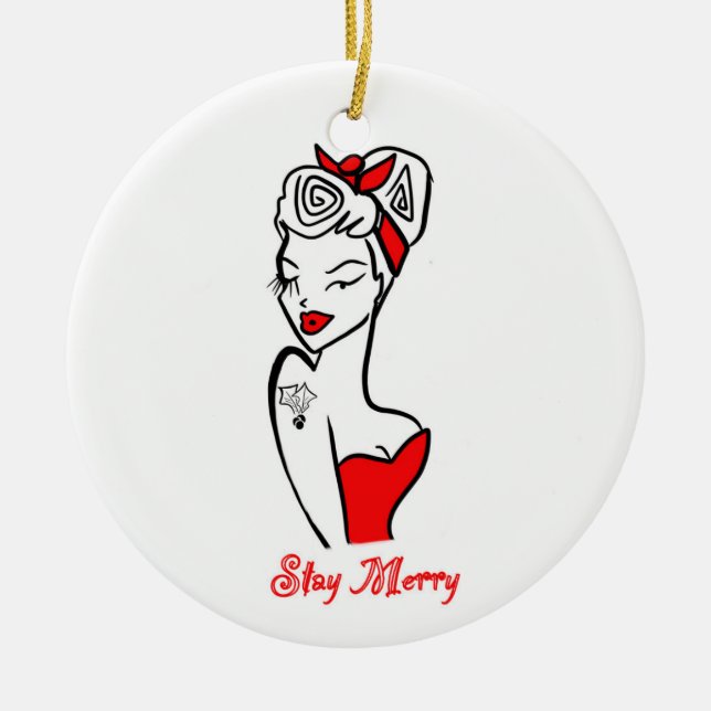 Stay merry  ceramic ornament (Front)