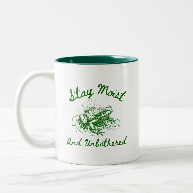 Stay Moist & Unbothered Frog Mug – Funny Frog Gift (Left)
