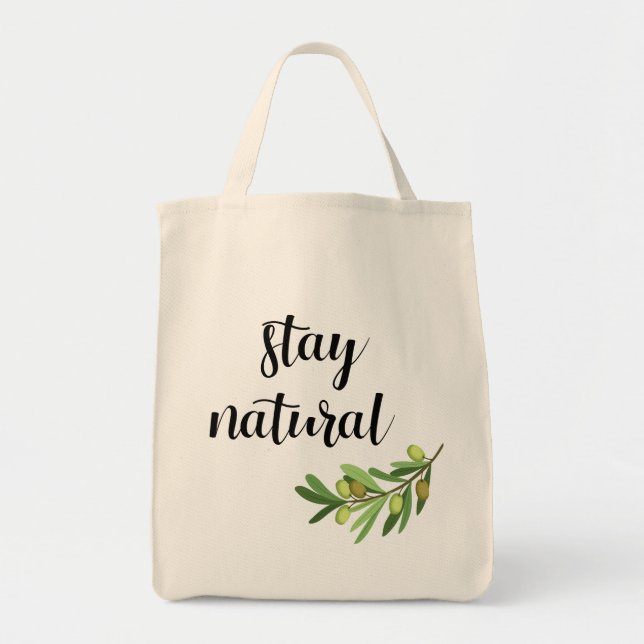 Stay Natural Grocery Beach Tote Bag (Front)