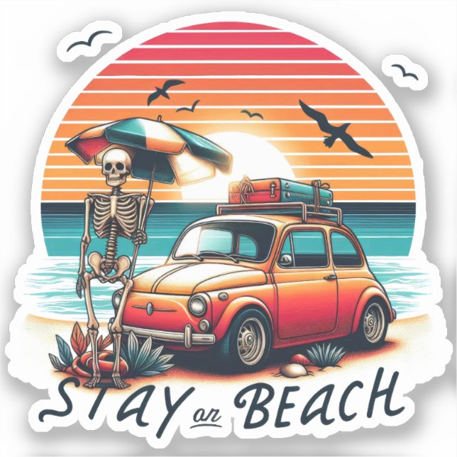 Stay On Beach - Retro Vibes - Skeleton  (Front)