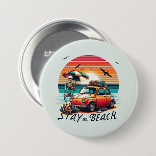 Stay On Beach - Retro Vibes - Skeleton 7.5 Cm Round Badge