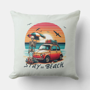 Stay On Beach - Retro Vibes - Skeleton  Cushion