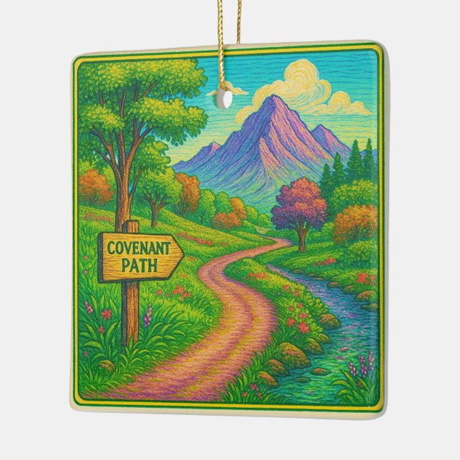 Stay on the Covenant Path Ceramic Ornament (Left)