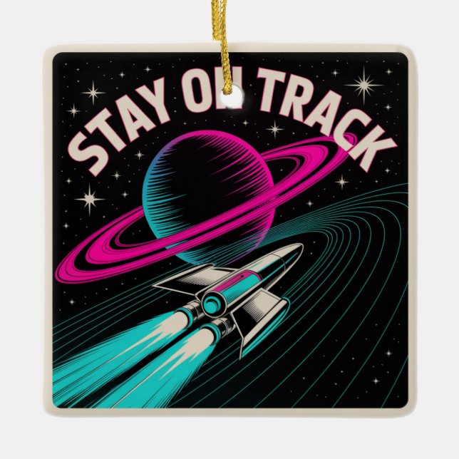 Stay On Track Ceramic Ornament (Front)