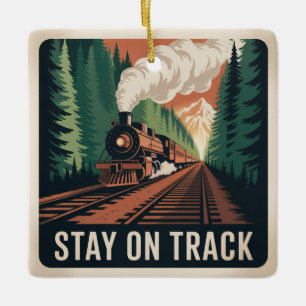 Stay On Track Ceramic Ornament