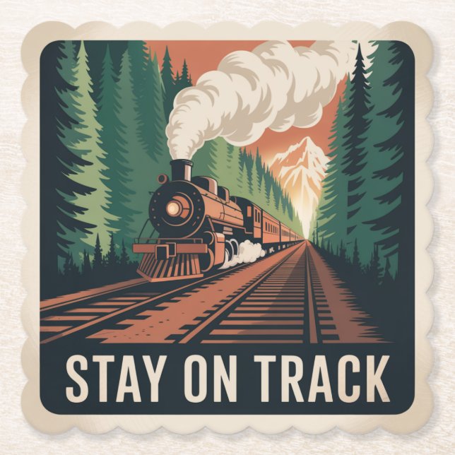 Stay On Track Paper Coaster (Front)