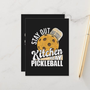 Stay Out of The Kitchen Play Pickleball Announcement Postcard