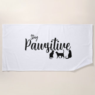 Stay Pawsitive Black Cat Beach Towel