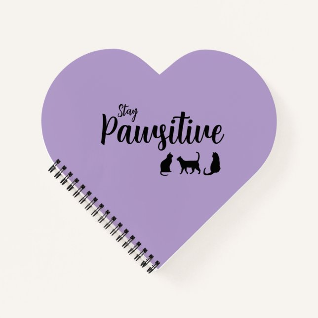 Stay Pawsitive Black Cat Notebook (Front)