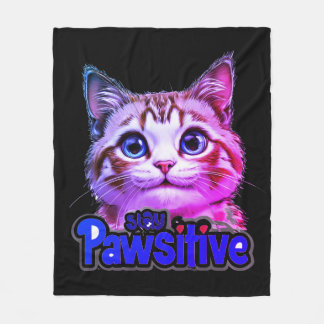 Stay pawsitive cat edition fleece blanket