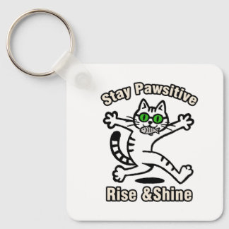 Stay Pawsitive Cat Key Ring